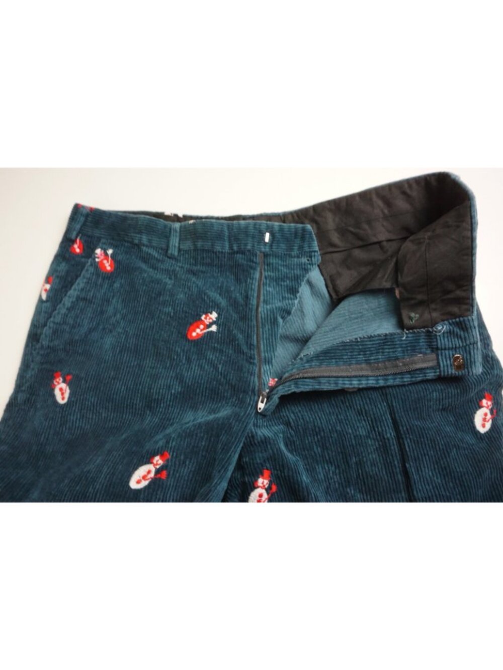 Orvis Blue White Red Snowman Corduroy Cotton Mens Pants Sz 36x28 USA - Picture 4 of 5